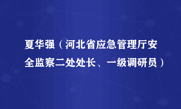 夏华强（河北省应急管理厅安全监察二处处长、一级调研员）