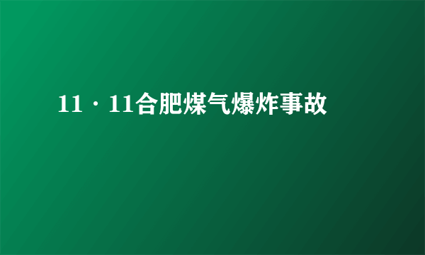 11·11合肥煤气爆炸事故