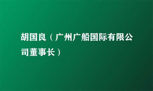 胡国良（广州广船国际有限公司董事长）