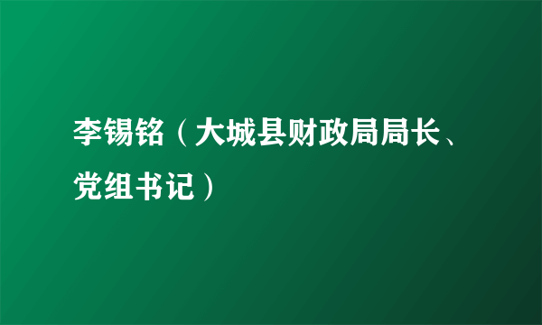 李锡铭（大城县财政局局长、党组书记）