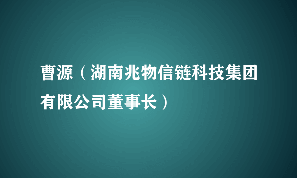 曹源（湖南兆物信链科技集团有限公司董事长）