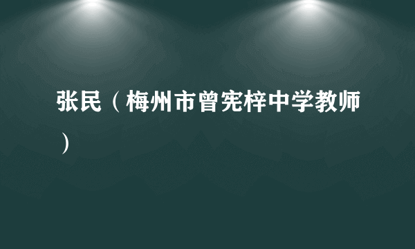 张民（梅州市曾宪梓中学教师）