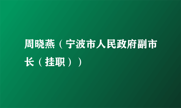 周晓燕（宁波市人民政府副市长（挂职））