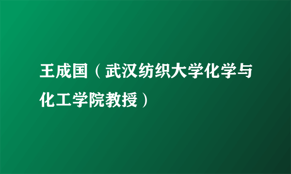 王成国（武汉纺织大学化学与化工学院教授）