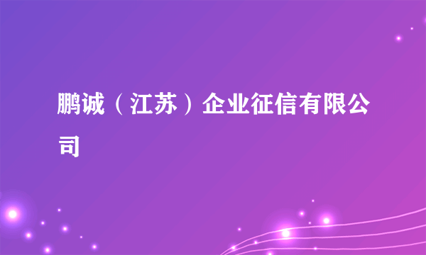 鹏诚（江苏）企业征信有限公司