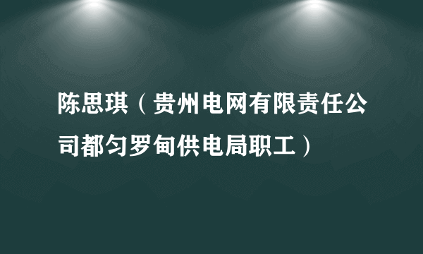 陈思琪（贵州电网有限责任公司都匀罗甸供电局职工）