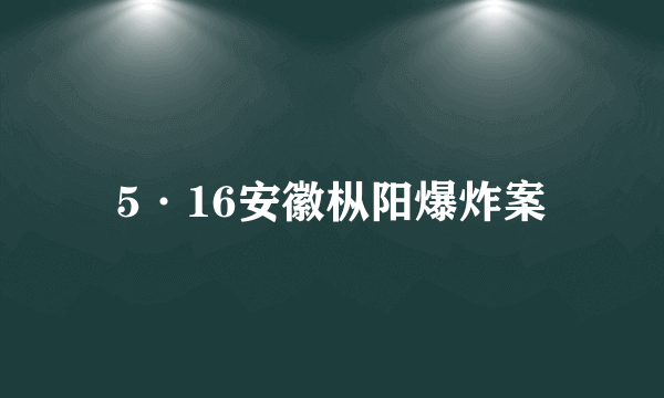 5·16安徽枞阳爆炸案