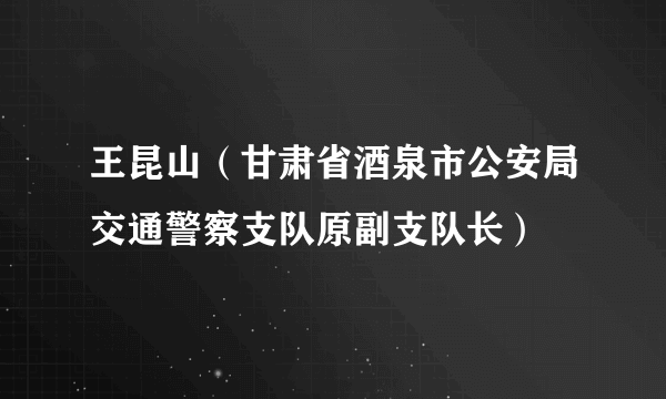 王昆山（甘肃省酒泉市公安局交通警察支队原副支队长）