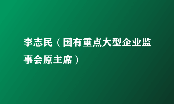 李志民（国有重点大型企业监事会原主席）