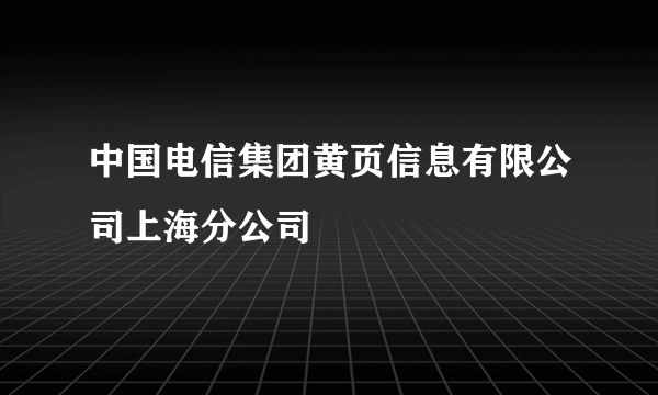 中国电信集团黄页信息有限公司上海分公司