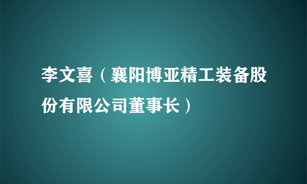 李文喜（襄阳博亚精工装备股份有限公司董事长）