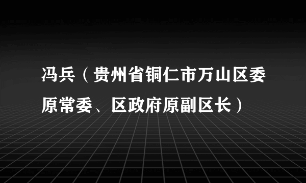 冯兵（贵州省铜仁市万山区委原常委、区政府原副区长）