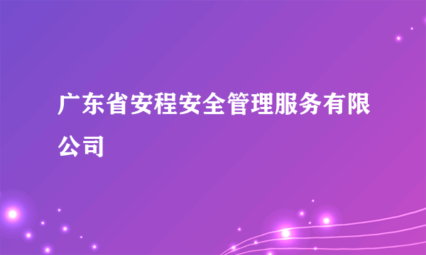 广东省安程安全管理服务有限公司