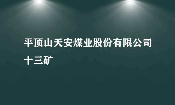 平顶山天安煤业股份有限公司十三矿