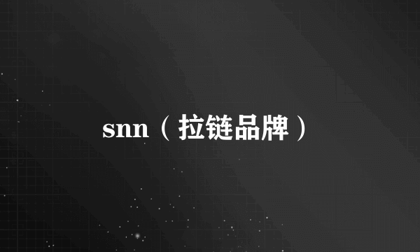 snn（拉链品牌）