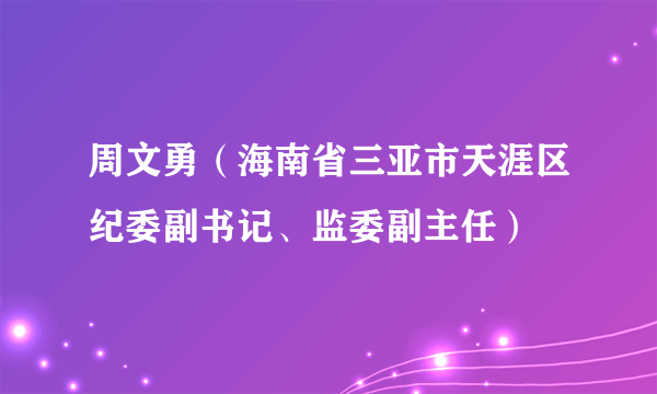 周文勇（海南省三亚市天涯区纪委副书记、监委副主任）