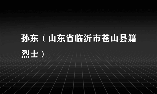 孙东（山东省临沂市苍山县籍烈士）