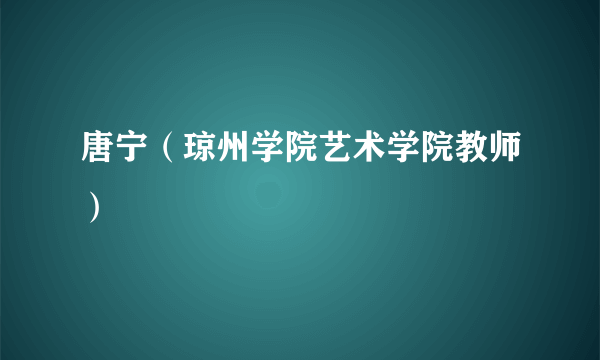 唐宁（琼州学院艺术学院教师）