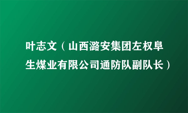 叶志文（山西潞安集团左权阜生煤业有限公司通防队副队长）