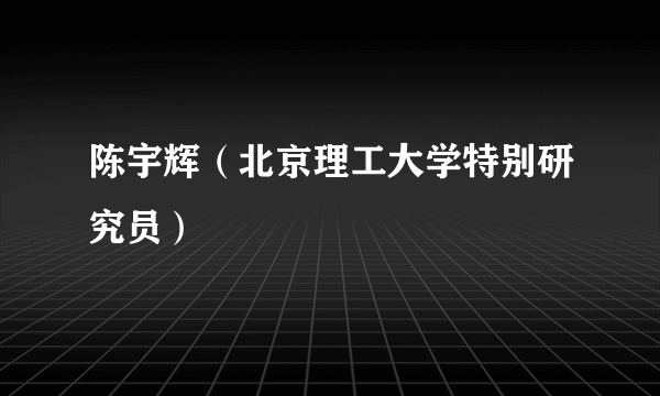 陈宇辉（北京理工大学特别研究员）