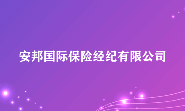 安邦国际保险经纪有限公司