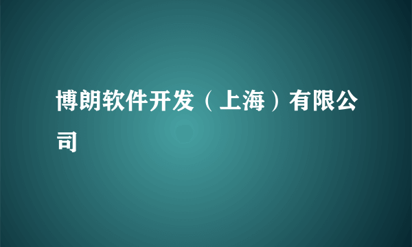 博朗软件开发（上海）有限公司