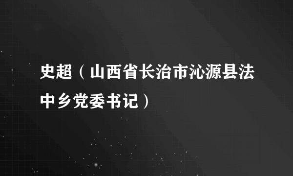 史超（山西省长治市沁源县法中乡党委书记）