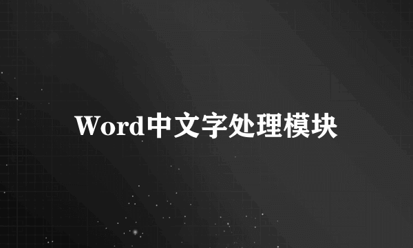 Word中文字处理模块