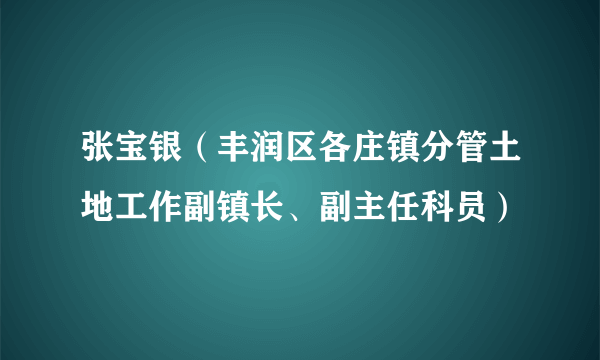 张宝银（丰润区各庄镇分管土地工作副镇长、副主任科员）