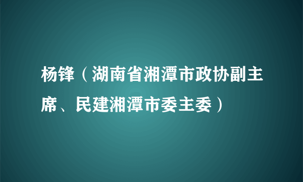 杨锋（湖南省湘潭市政协副主席、民建湘潭市委主委）