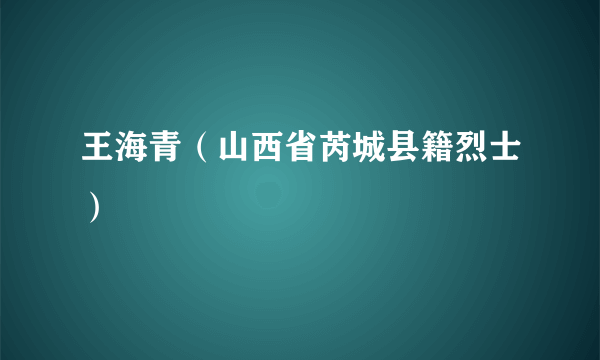 王海青（山西省芮城县籍烈士）