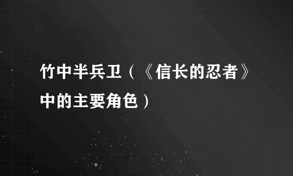 竹中半兵卫（《信长的忍者》中的主要角色）