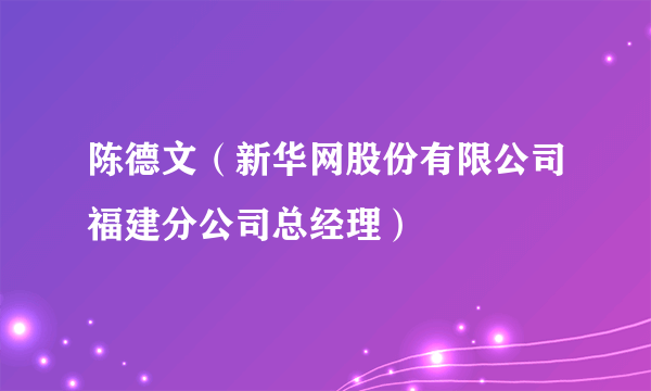 陈德文（新华网股份有限公司福建分公司总经理）