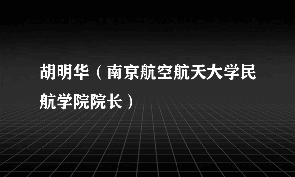 胡明华（南京航空航天大学民航学院院长）