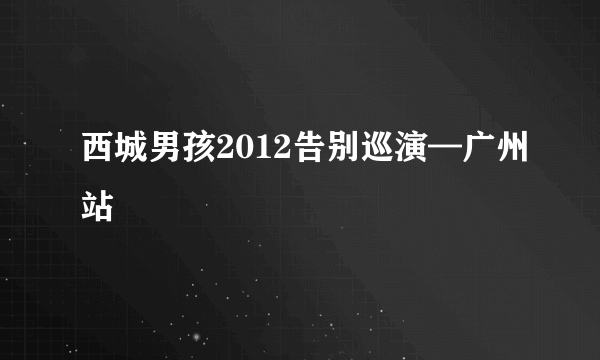 西城男孩2012告别巡演—广州站