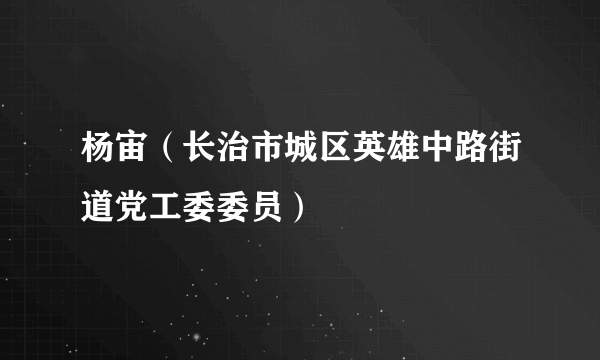 杨宙（长治市城区英雄中路街道党工委委员）