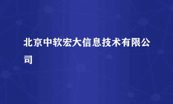 北京中软宏大信息技术有限公司