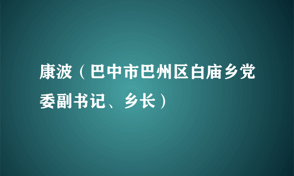 康波（巴中市巴州区白庙乡党委副书记、乡长）