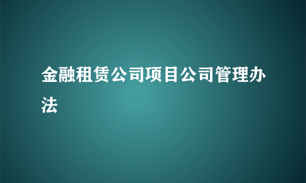 金融租赁公司项目公司管理办法