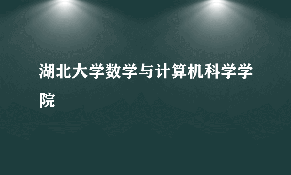 湖北大学数学与计算机科学学院