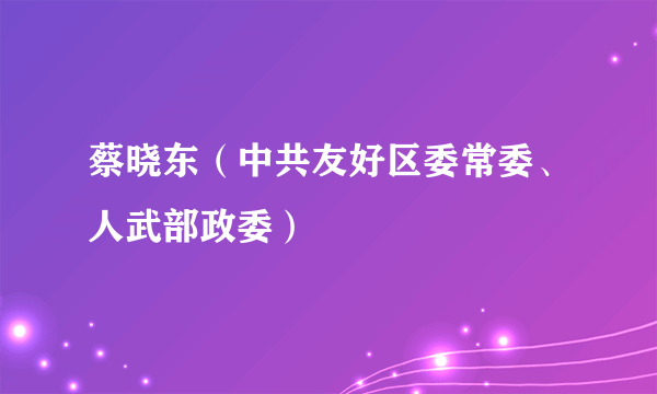 蔡晓东（中共友好区委常委、人武部政委）