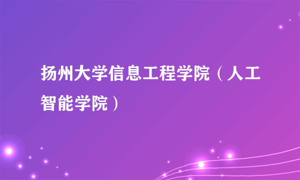 扬州大学信息工程学院（人工智能学院）