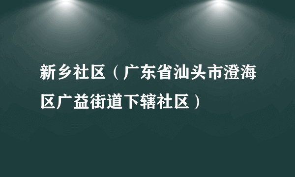 新乡社区（广东省汕头市澄海区广益街道下辖社区）