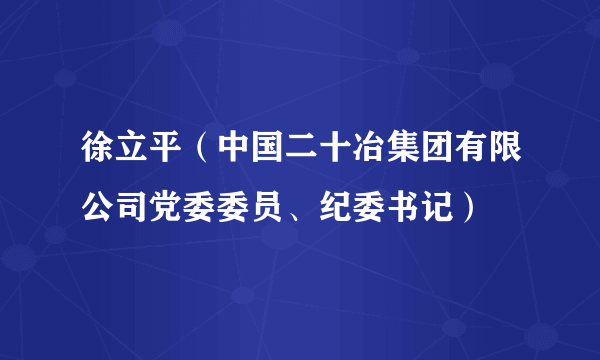 徐立平（中国二十冶集团有限公司党委委员、纪委书记）