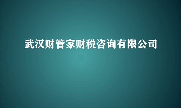 武汉财管家财税咨询有限公司