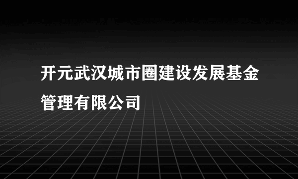 开元武汉城市圈建设发展基金管理有限公司