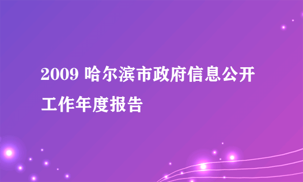 2009 哈尔滨市政府信息公开工作年度报告