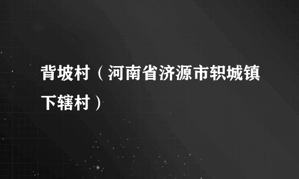 背坡村（河南省济源市轵城镇下辖村）