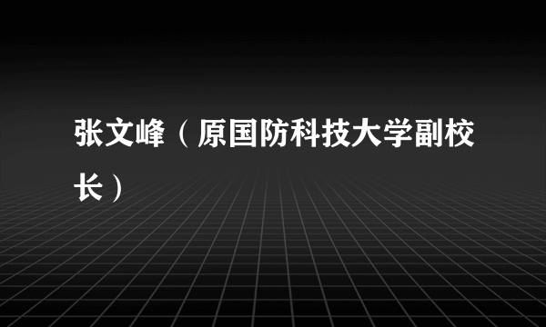 张文峰（原国防科技大学副校长）