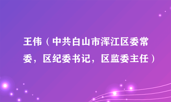 王伟（中共白山市浑江区委常委，区纪委书记，区监委主任）